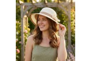 Wide Brim Hat - 2 Tones w/ Flower - White - HT-H2269WT